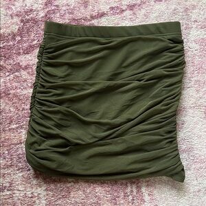 SHEIN Dark Green Gathered Mini Skirt
